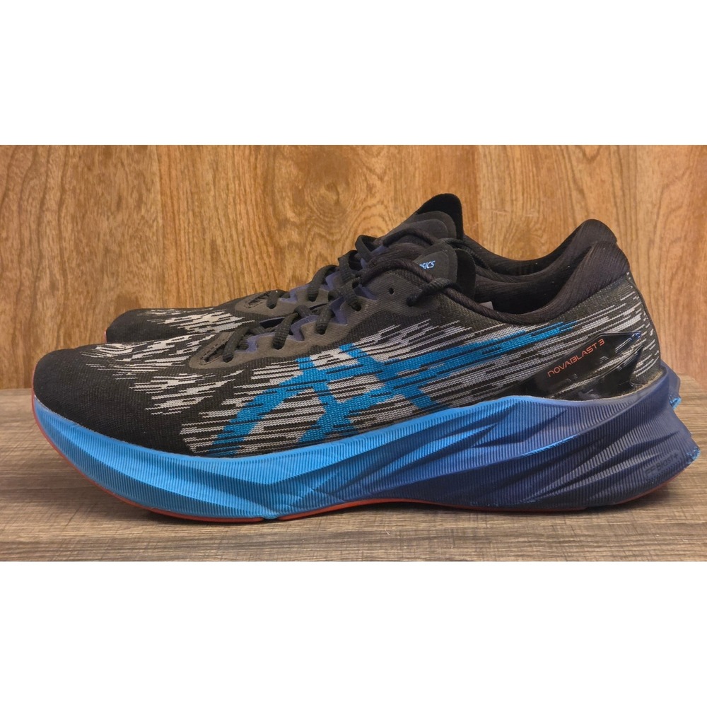 Asics Novablast 3 Running Athletic Sneakers Shoes Mens Size 13 Black Blue - Picture 3 of 10